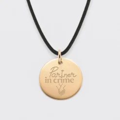 Clearance HappyBulle Pendentif Mariée personnalisé médaille gravée plaqué or 19 mm Plaqué or 18k