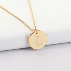Sale HappyBulle Pendentif Mariée personnalisé médaille contour scintillant gravée plaqué or 16 mm Plaqué or 18k