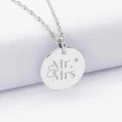 New HappyBulle Pendentif Mariée personnalisé médaille gravée argent 19 mm Argent rhodié 925