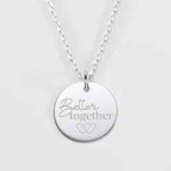 New HappyBulle Pendentif Mariée personnalisé médaille gravée argent 19 mm Argent rhodié 925