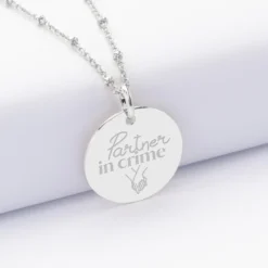 New HappyBulle Pendentif Mariée personnalisé médaille gravée argent 19 mm Argent rhodié 925