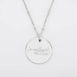 New HappyBulle Pendentif Mariée personnalisé médaille gravée argent 19 mm Argent rhodié 925