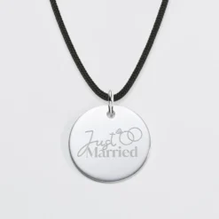 New HappyBulle Pendentif Mariée personnalisé médaille gravée argent 19 mm Argent rhodié 925