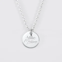 Discount HappyBulle Pendentif Mariée personnalisé médaille gravée argent 15 mm Argent rhodié 925