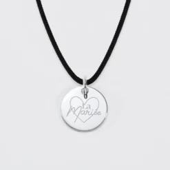 Discount HappyBulle Pendentif Mariée personnalisé médaille gravée argent 15 mm Argent rhodié 925