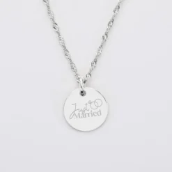 Discount HappyBulle Pendentif Mariée personnalisé médaille gravée argent 15 mm Argent rhodié 925