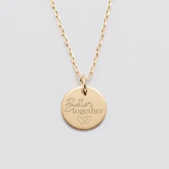 Best HappyBulle Pendentif Mariée personnalisé médaille gravée plaqué or 15 mm Plaqué or 18k