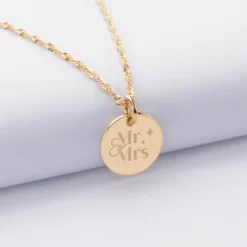 Best HappyBulle Pendentif Mariée personnalisé médaille gravée plaqué or 15 mm Plaqué or 18k