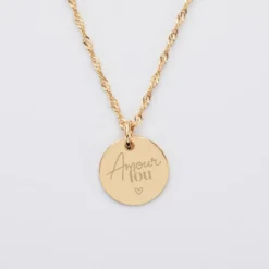Best HappyBulle Pendentif Mariée personnalisé médaille gravée plaqué or 15 mm Plaqué or 18k