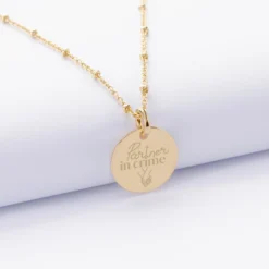 Best HappyBulle Pendentif Mariée personnalisé médaille gravée plaqué or 15 mm Plaqué or 18k