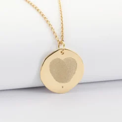 Clearance HappyBulle Pendentif Mariée personnalisé médaille scintillante gravée plaqué or 20 mm Plaqué or 18k