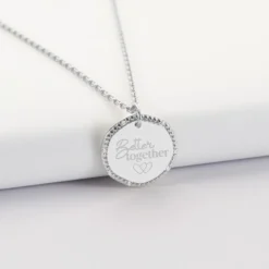Discount HappyBulle Pendentif Mariée personnalisé médaille contour scintillant gravée argent 16 mm Argent rhodié 925