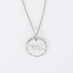 Discount HappyBulle Pendentif Mariée personnalisé médaille contour scintillant gravée argent 16 mm Argent rhodié 925