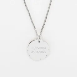 Discount HappyBulle Pendentif Mariée personnalisé médaille contour scintillant gravée argent 16 mm Argent rhodié 925