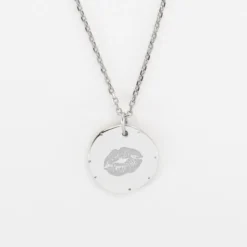 Discount HappyBulle Pendentif Mariée personnalisé médaille contour scintillant gravée argent 16 mm Argent rhodié 925