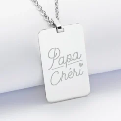 Best HappyBulle Pendentif Papa personnalisé médaille gravée acier 20x32 mm