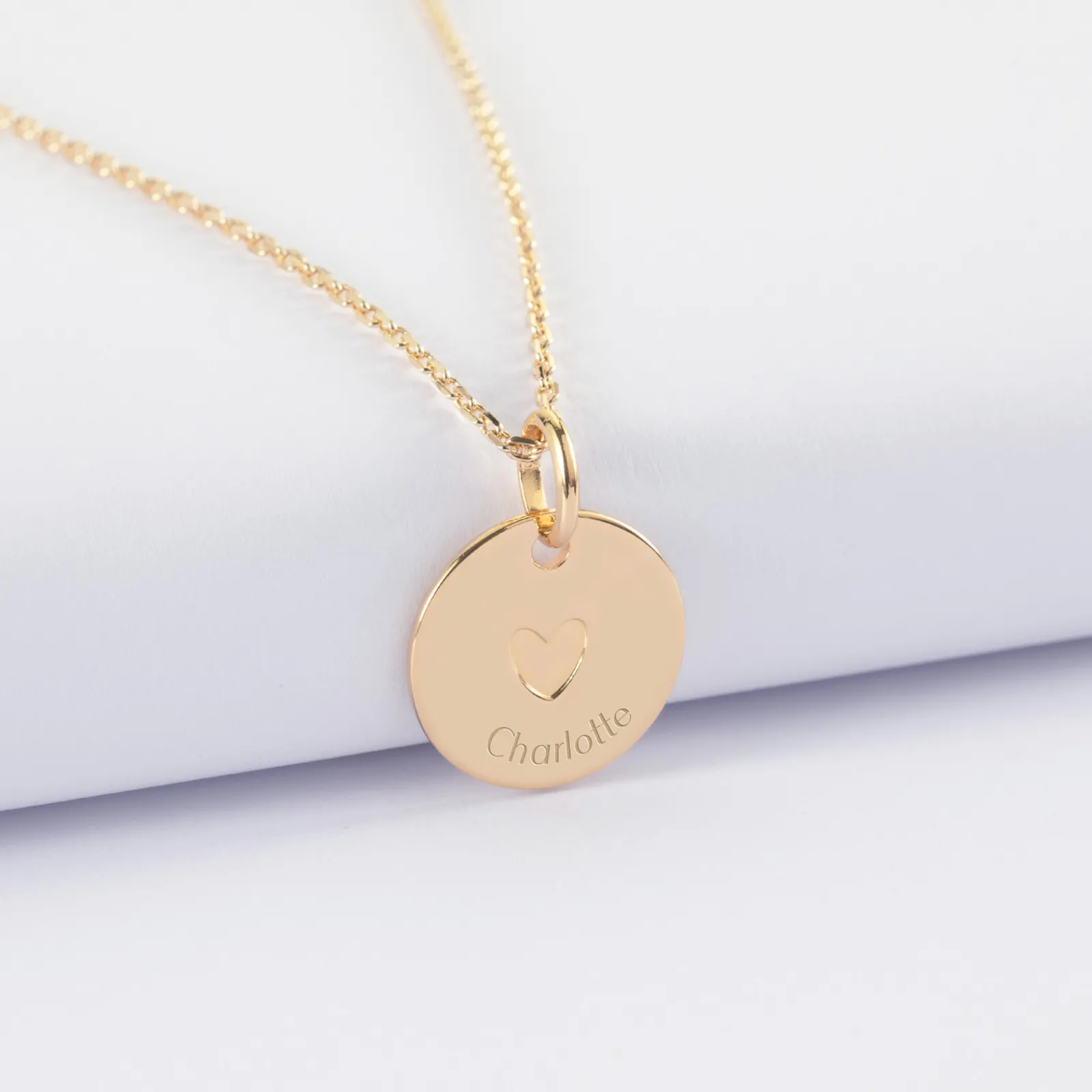 Hot HappyBulle Pendentif personnalisé coeur estampillé plaqué or 15 mm - x Atelier Wagram Plaqué or 18k