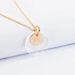 Hot HappyBulle Pendentif personnalisé double médailles gravées plaqué or 10 mm et acrylique "Carte du ciel étoilé" 20 mm Plaqué or 18k