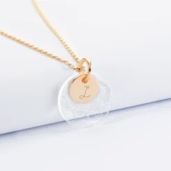 Hot HappyBulle Pendentif personnalisé double médailles gravées plaqué or 10 mm et acrylique 