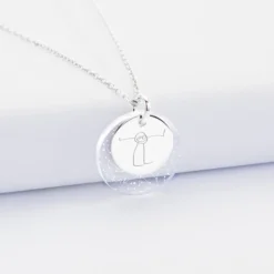 Online HappyBulle Pendentif personnalisé double médailles gravées argent 15 mm et acrylique 20 mm Argent rhodié 925