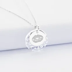Online HappyBulle Pendentif personnalisé double médailles gravées argent 15 mm et acrylique 20 mm Argent rhodié 925