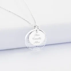Online HappyBulle Pendentif personnalisé double médailles gravées argent 15 mm et acrylique 20 mm Argent rhodié 925