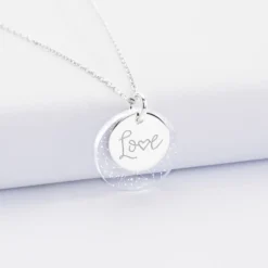 Online HappyBulle Pendentif personnalisé double médailles gravées argent 15 mm et acrylique 20 mm Argent rhodié 925