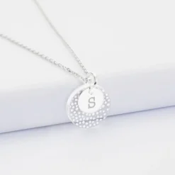 Sale HappyBulle Pendentif personnalisé double médailles gravées argent 10 mm et acrylique 16 mm Argent rhodié 925