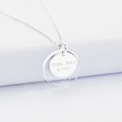 New HappyBulle Pendentif personnalisé double médailles gravées argent 15 mm et acrylique "Carte du ciel étoilé" 20 mm Argent rhodié 925