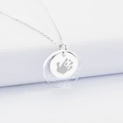 New HappyBulle Pendentif personnalisé double médailles gravées argent 15 mm et acrylique 