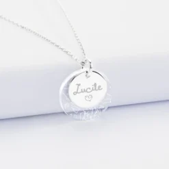New HappyBulle Pendentif personnalisé double médailles gravées argent 15 mm et acrylique 