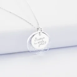 New HappyBulle Pendentif personnalisé double médailles gravées argent 15 mm et acrylique 
