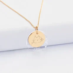 Online HappyBulle Pendentif personnalisé double médailles gravées plaqué or 15 mm et acrylique "Carte du ciel étoilé" 20 mm Plaqué or 18k
