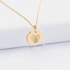 Online HappyBulle Pendentif personnalisé double médailles gravées plaqué or 15 mm et acrylique 