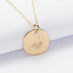 Online HappyBulle Pendentif personnalisé illustration médaille gravée plaqué or 19 mm - x Marie Savart Plaqué or 18k