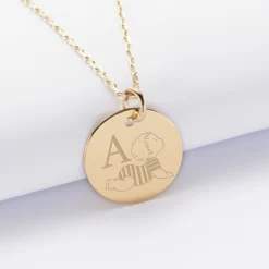 Outlet HappyBulle Pendentif personnalisé initiale médaille gravée plaqué or 19 mm - x Marie Savart Plaqué or 18k