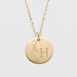 Outlet HappyBulle Pendentif personnalisé initiale médaille gravée plaqué or 19 mm - x Marie Savart Plaqué or 18k