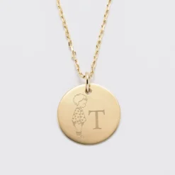 Outlet HappyBulle Pendentif personnalisé initiale médaille gravée plaqué or 19 mm - x Marie Savart Plaqué or 18k