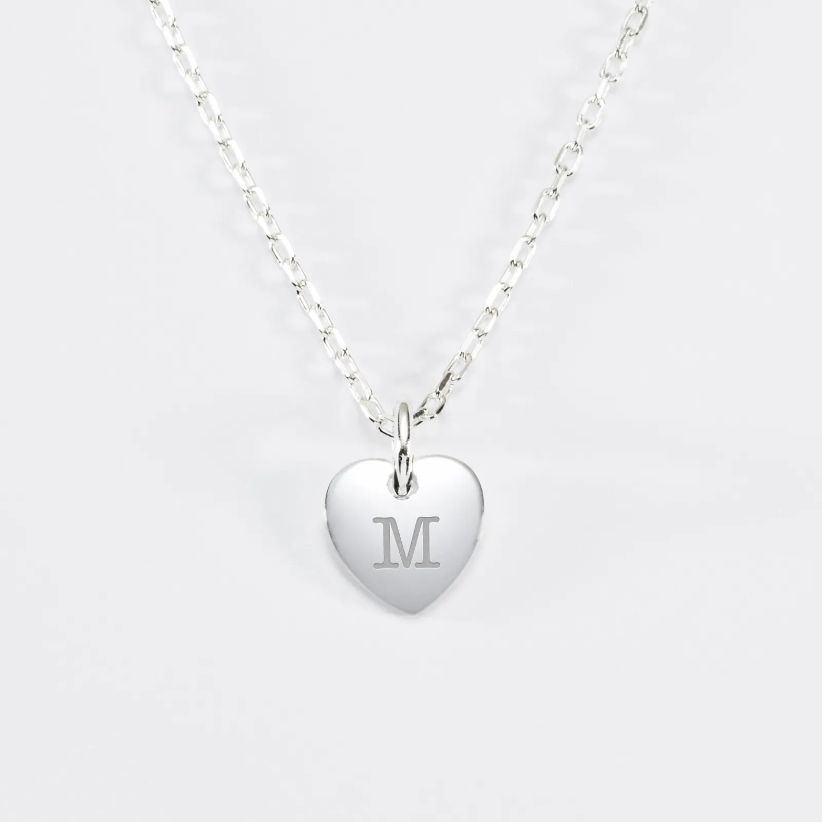 New HappyBulle Pendentif personnalisé initiale médaille gravée argent coeur 10 mm Argent rhodié 925