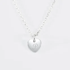 New HappyBulle Pendentif personnalisé initiale médaille gravée argent coeur 10 mm Argent rhodié 925