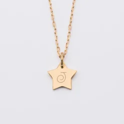 Hot HappyBulle Pendentif personnalisé initiale médaille gravée plaqué or étoile 12 mm Plaqué or 18k