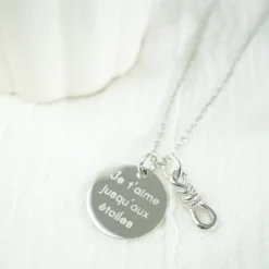 Sale HappyBulle Pendentif personnalisé "Le lien" et médaille gravée argent 19 mm - x Lilylovesfashion Argent rhodié 925