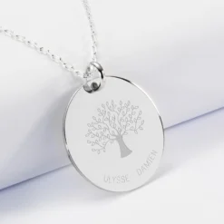 Clearance HappyBulle Pendentif personnalisé médaille gravée argent 27 mm - Edition spéciale Arbre de Vie Argent rhodié 925