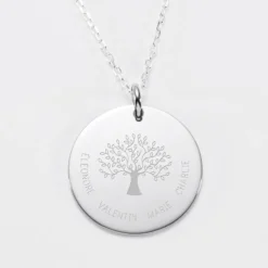 Clearance HappyBulle Pendentif personnalisé médaille gravée argent 27 mm - Edition spéciale Arbre de Vie Argent rhodié 925