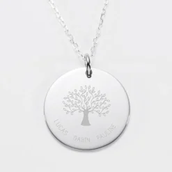 Clearance HappyBulle Pendentif personnalisé médaille gravée argent 27 mm - Edition spéciale Arbre de Vie Argent rhodié 925