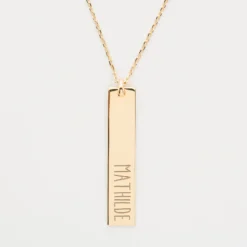 Discount HappyBulle Pendentif personnalisé médaille gravée plaqué or plaque 40x8 mm Plaqué or 18k