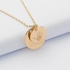 Outlet HappyBulle Pendentif personnalisé 2 médailles gravées plaqué or 19 mm et 15 mm Plaqué or 18k