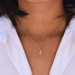 Sale HappyBulle Pendentif personnalisé médaille argent lettre initiale 5 mm Argent rhodié 925