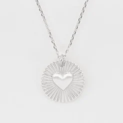 Best HappyBulle Pendentif personnalisé médaille soleil coeur bombé gravée argent 19 mm Argent rhodié 925