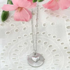 Best HappyBulle Pendentif personnalisé médaille soleil coeur bombé gravée argent 19 mm Argent rhodié 925